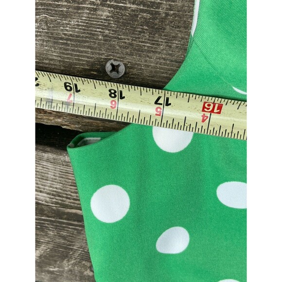 ROZ & ALI Women Sz 16 Green Dress White Polka Dot Wide Spandex Belt Sleeveless - Picture 11 of 16